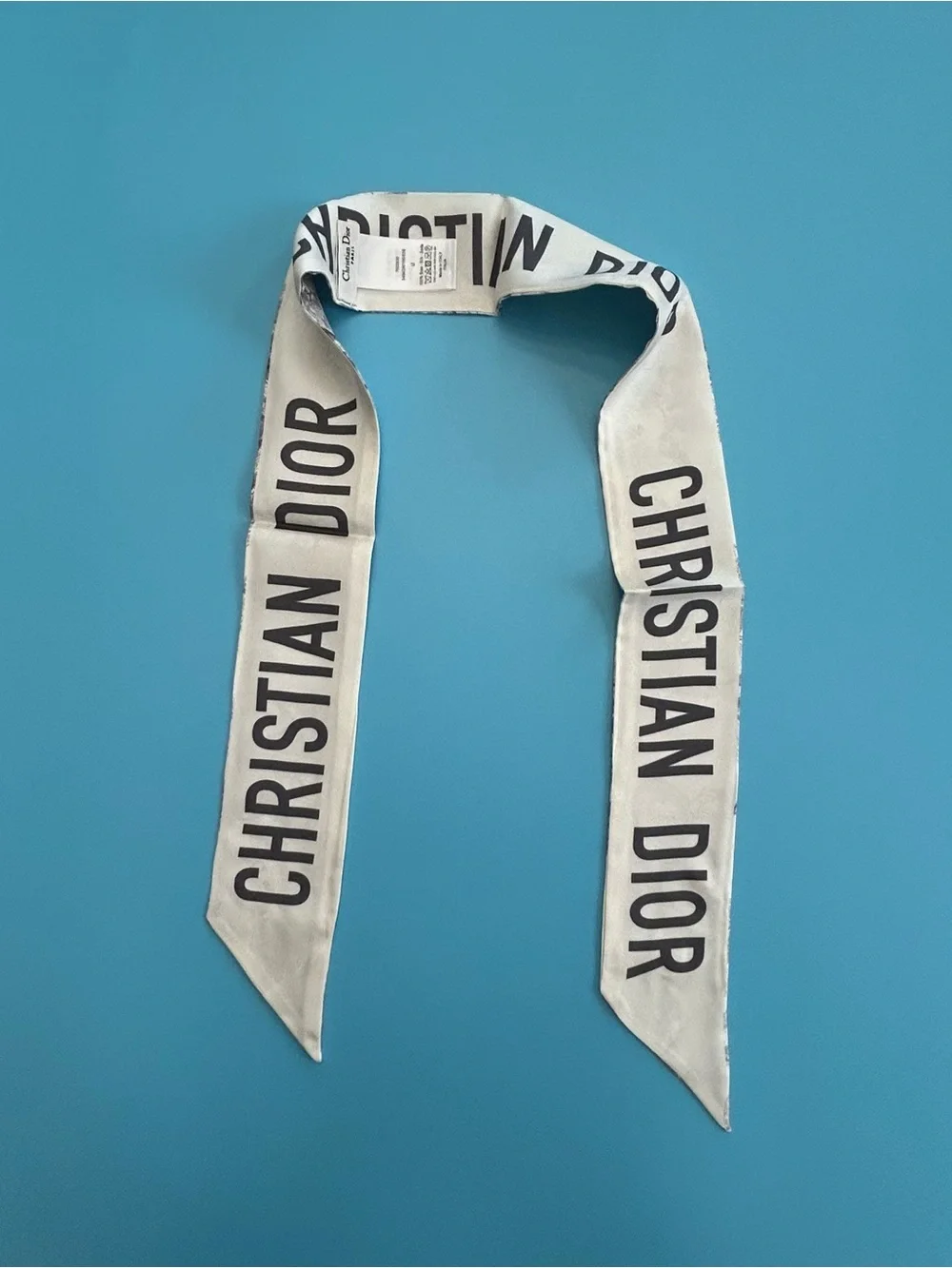 Christian Dior Logo Toile Silk Scarf - White & Black